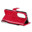 For Huawei P50 Pro Sun Embossing Pattern Horizontal Flip Leather Case with Card Slot & Holder & Wallet & Lanyard(Red)