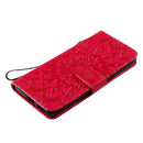 For Huawei P50 Pro Sun Embossing Pattern Horizontal Flip Leather Case with Card Slot & Holder & Wallet & Lanyard(Red)