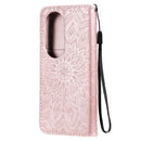 For Huawei P50 Pro Sun Embossing Pattern Horizontal Flip Leather Case with Card Slot & Holder & Wallet & Lanyard(Rose Gold)