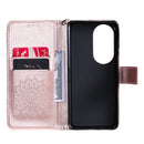 For Huawei P50 Pro Sun Embossing Pattern Horizontal Flip Leather Case with Card Slot & Holder & Wallet & Lanyard(Rose Gold)