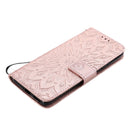 For Huawei P50 Pro Sun Embossing Pattern Horizontal Flip Leather Case with Card Slot & Holder & Wallet & Lanyard(Rose Gold)