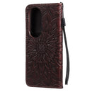 For Huawei P50 Pro Sun Embossing Pattern Horizontal Flip Leather Case with Card Slot & Holder & Wallet & Lanyard(Brown)