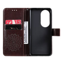 For Huawei P50 Pro Sun Embossing Pattern Horizontal Flip Leather Case with Card Slot & Holder & Wallet & Lanyard(Brown)