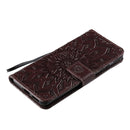 For Huawei P50 Pro Sun Embossing Pattern Horizontal Flip Leather Case with Card Slot & Holder & Wallet & Lanyard(Brown)