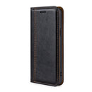 For Samsung Galaxy A22 5G Grid Texture Magnetic PU + TPU Horizontal Flip Leather Case with Holder & Card Slot(Black)