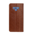 For Samsung Galaxy Note9 Grid Texture Magnetic PU + TPU Horizontal Flip Leather Case with Holder & Card Slot(Brown)