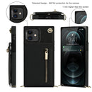For iPhone 11 Cross-body Zipper Square TPU+PU Back Cover Case with Holder & Card Slots & Wallet & Strap (Black)