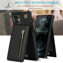 For iPhone 11 Cross-body Zipper Square TPU+PU Back Cover Case with Holder & Card Slots & Wallet & Strap (Black)