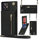 Cross-body Zipper Square TPU+PU Back Cover Case with Holder & Card Slots & Wallet & Strap For iPhone 12 mini(Black)