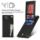 Cross-body Zipper Square TPU+PU Back Cover Case with Holder & Card Slots & Wallet & Strap For iPhone 12 mini(Black)