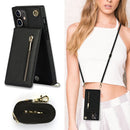 Cross-body Zipper Square TPU+PU Back Cover Case with Holder & Card Slots & Wallet & Strap For iPhone 12 mini(Black)