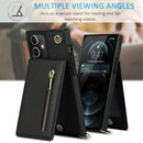 Cross-body Zipper Square TPU+PU Back Cover Case with Holder & Card Slots & Wallet & Strap For iPhone 12 mini(Black)