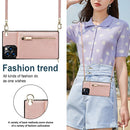 Cross-body Zipper Square TPU+PU Back Cover Case with Holder & Card Slots & Wallet & Strap For iPhone 12 Pro Max(Rose Gold)