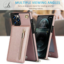 Cross-body Zipper Square TPU+PU Back Cover Case with Holder & Card Slots & Wallet & Strap For iPhone 12 Pro Max(Rose Gold)
