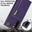 For Huawei P30 Pro Cross-body Zipper Square TPU+PU Back Cover Case with Holder & Card Slots & Wallet & Strap(Purple)
