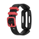 For Fitbit Ace 3 Silicone Integrated Watch Band(Black Red Buckle)