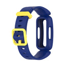 For Fitbit Ace 3 Silicone Integrated Watch Band(Dark Blue Yellow Buckle)