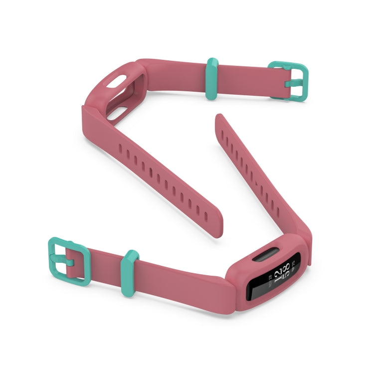 For Fitbit Ace 3 Silicone Integrated Watch Band(Black Red Buckle)