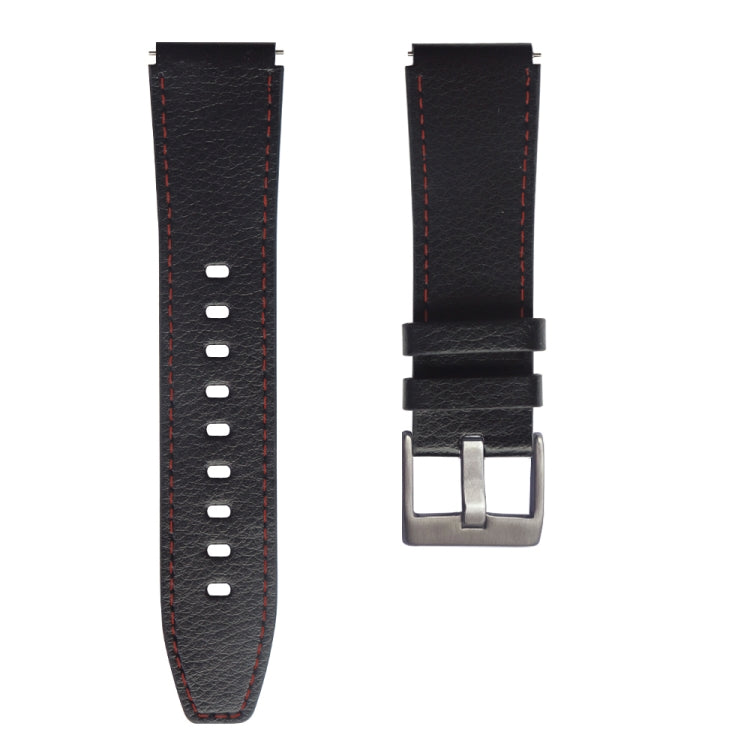 For Huawei Watch GT2 Pro Leather Watch Band(Black Red Lines)