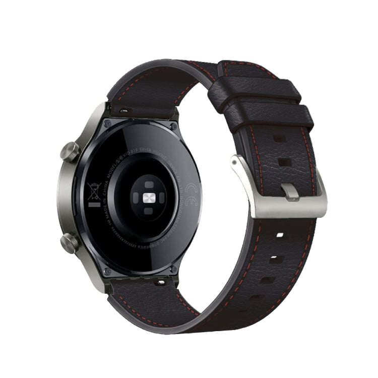 For Huawei Watch GT2 Pro Leather Watch Band(Black Red Lines)