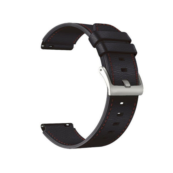 For Huawei Watch GT2 Pro Leather Watch Band(Black Red Lines)
