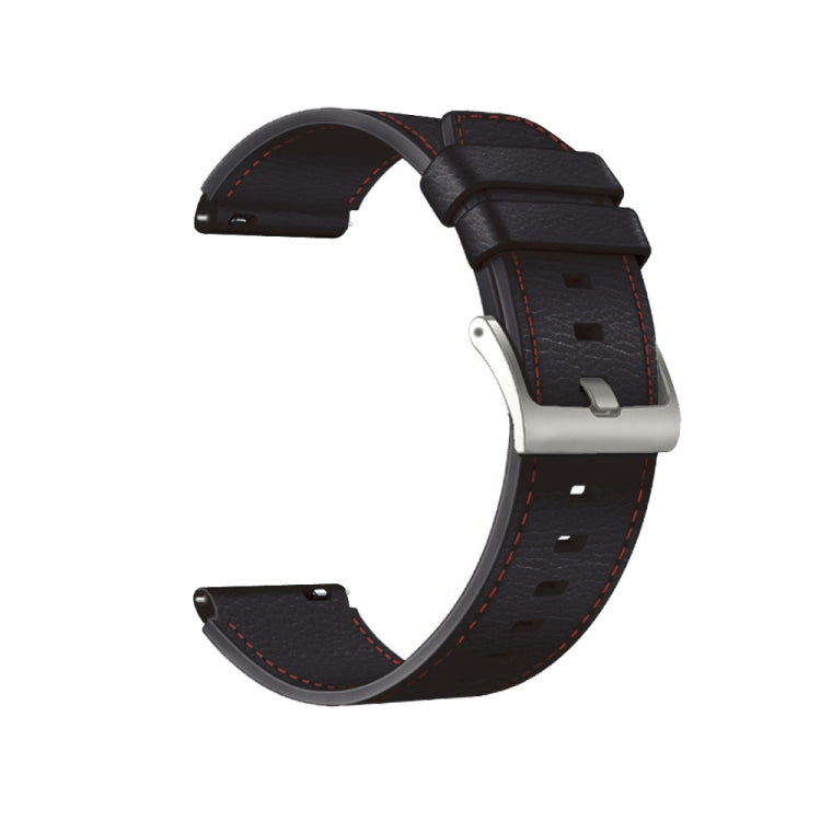 For Huawei Watch GT2 Pro Leather Watch Band(Black Red Lines)
