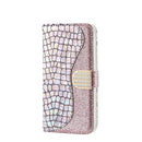 Laser Glitter Powder Matching Crocodile Texture Horizontal Flip Leather Case with Card Slots & Holder & Wallet For iPhone 13 Pro(Silver)