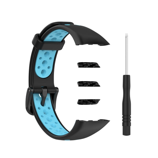 For Huawei Band 6 / Honor Band 6 Universal Two-color Breathable Silicone Watch Band(Black Blue)
