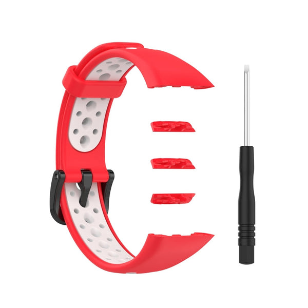 For Huawei Band 6 / Honor Band 6 Universal Two-color Breathable Silicone Watch Band(Red White)