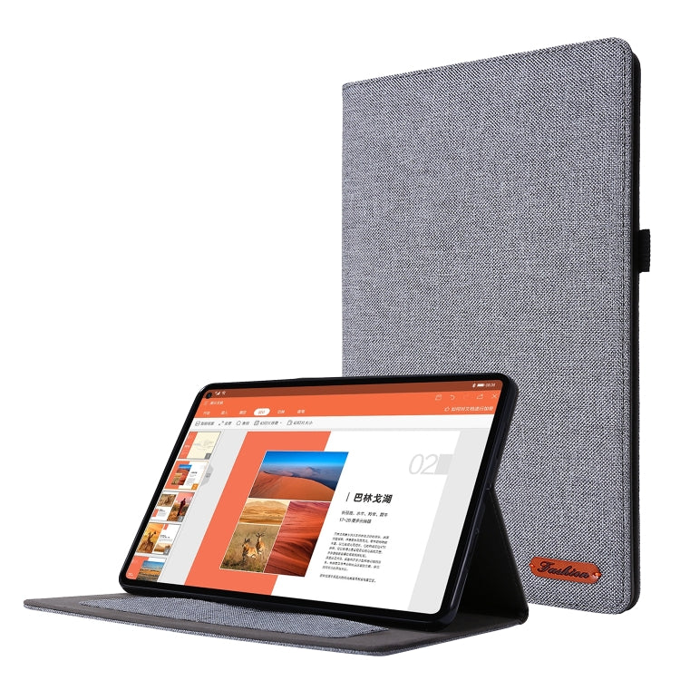 For Huawei MatePad 11 2021 Fabric Texture Horizontal Flip TPU Leather Case with Holder(Gray)