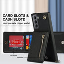 For Samsung Galaxy S21 5G Cross-body Zipper Square TPU+PU Back Cover Case with Holder & Card Slots & Wallet & Strap(Black)