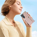 For Samsung Galaxy S21 5G Cross-body Zipper Square TPU+PU Back Cover Case with Holder & Card Slots & Wallet & Strap(Rose Gold)