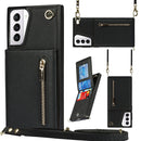 For Samsung Galaxy S21+ 5G Cross-body Zipper Square TPU+PU Back Cover Case with Holder & Card Slots & Wallet & Strap(Black)