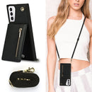 For Samsung Galaxy S21+ 5G Cross-body Zipper Square TPU+PU Back Cover Case with Holder & Card Slots & Wallet & Strap(Black)