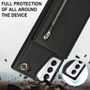 For Samsung Galaxy S21+ 5G Cross-body Zipper Square TPU+PU Back Cover Case with Holder & Card Slots & Wallet & Strap(Black)