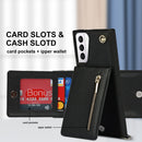 For Samsung Galaxy S21+ 5G Cross-body Zipper Square TPU+PU Back Cover Case with Holder & Card Slots & Wallet & Strap(Black)