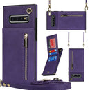 For Samsung Galaxy S10 Plus Cross-body Zipper Square TPU+PU Back Cover Case with Holder & Card Slots & Wallet & Strap(Purple)