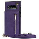 For Samsung Galaxy S10 Plus Cross-body Zipper Square TPU+PU Back Cover Case with Holder & Card Slots & Wallet & Strap(Purple)