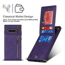 For Samsung Galaxy S10 Plus Cross-body Zipper Square TPU+PU Back Cover Case with Holder & Card Slots & Wallet & Strap(Purple)