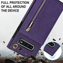 For Samsung Galaxy S10 Plus Cross-body Zipper Square TPU+PU Back Cover Case with Holder & Card Slots & Wallet & Strap(Purple)