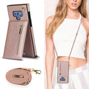 For Samsung Galaxy Note9 Cross-body Zipper Square TPU+PU Back Cover Case with Holder & Card Slots & Wallet & Strap(Rose Gold)