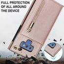 For Samsung Galaxy Note9 Cross-body Zipper Square TPU+PU Back Cover Case with Holder & Card Slots & Wallet & Strap(Rose Gold)