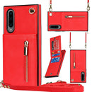 For Samsung Galaxy A90 5G Cross-body Zipper Square TPU+PU Back Cover Case with Holder & Card Slots & Wallet & Strap(Red)