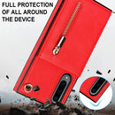 For Samsung Galaxy A90 5G Cross-body Zipper Square TPU+PU Back Cover Case with Holder & Card Slots & Wallet & Strap(Red)