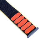 For Apple Watch Series 7 45mm / 6 & SE & 5 & 4 44mm / 3 & 2 & 1 42mm Color Matching Nylon Watch Band(Blue + Yellow)