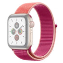 For Apple Watch Series 7 45mm / 6 & SE & 5 & 4 44mm / 3 & 2 & 1 42mm Color Matching Nylon Watch Band(Orange + Rose Red)