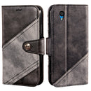 For Alcatel 1 2021 Contrast Color Splicing Retro Texture Horizontal Flip PU Leather Case with Card Slots & Holder & Wallet(Black)