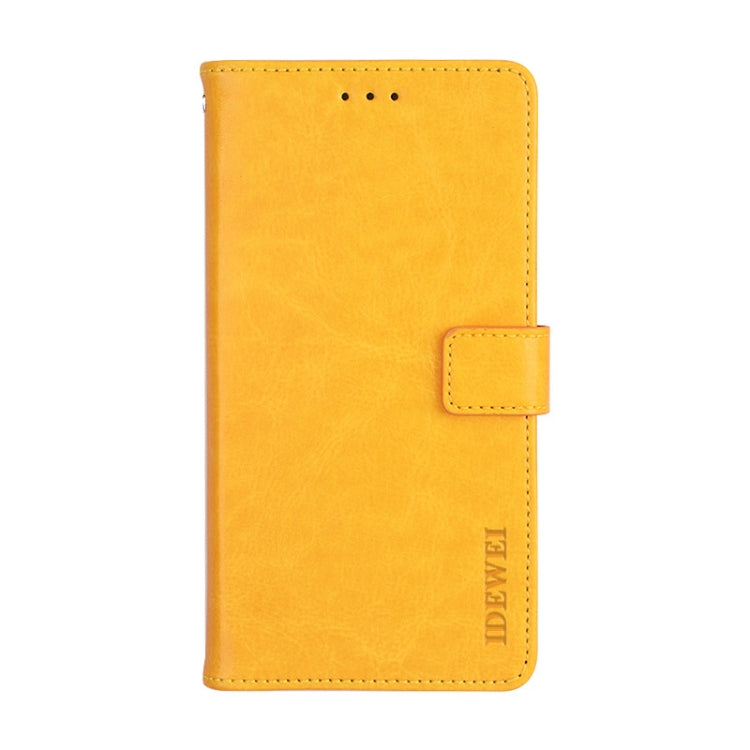 For Alcatel 1 2021 idewei Crazy Horse Texture Horizontal Flip Leather Case with Holder & Card Slots & Wallet(Yellow)
