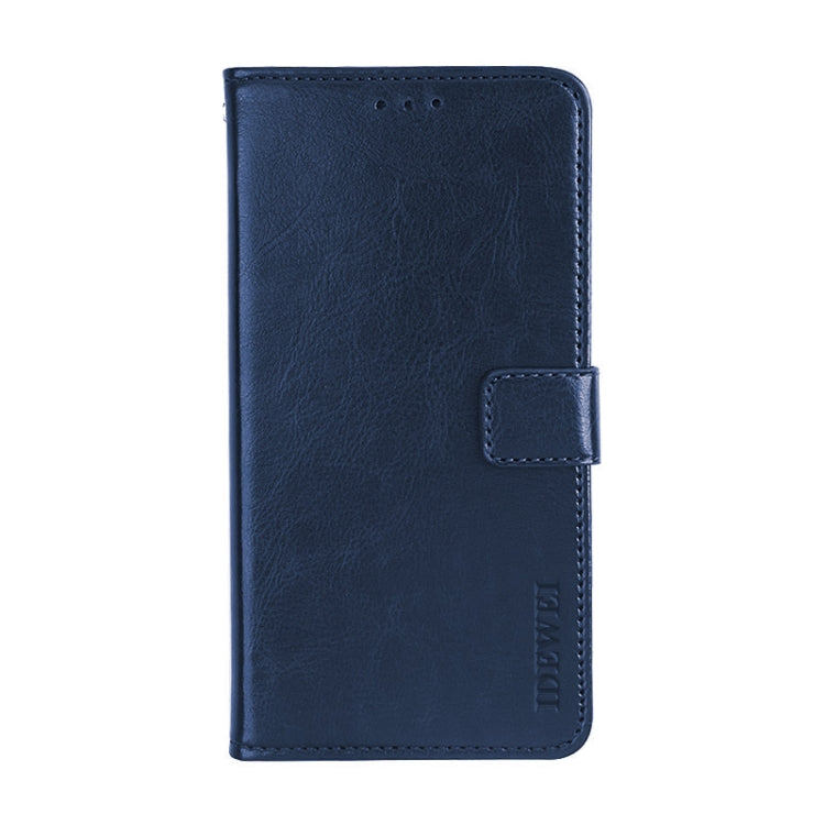 For Alcatel 1 2021 idewei Crazy Horse Texture Horizontal Flip Leather Case with Holder & Card Slots & Wallet(Blue)