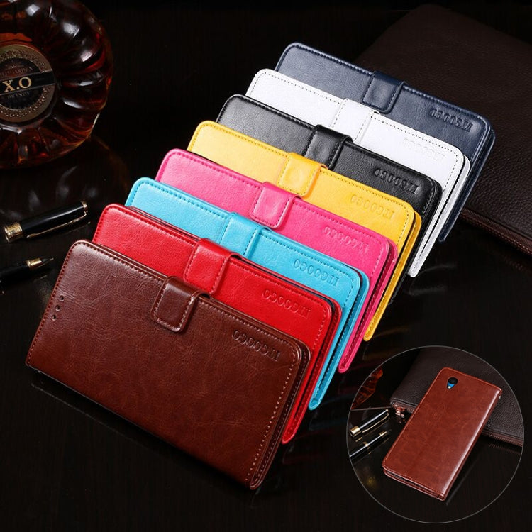 For Alcatel 1 2021 idewei Crazy Horse Texture Horizontal Flip Leather Case with Holder & Card Slots & Wallet(Blue)
